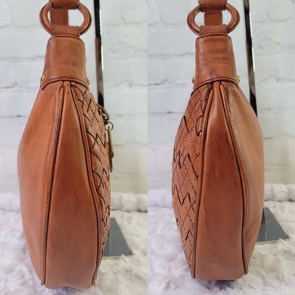 NICOLE ST. GILLES Paris Brown Leather Woven Braided Shoulder Bag - Picture 5 of 13